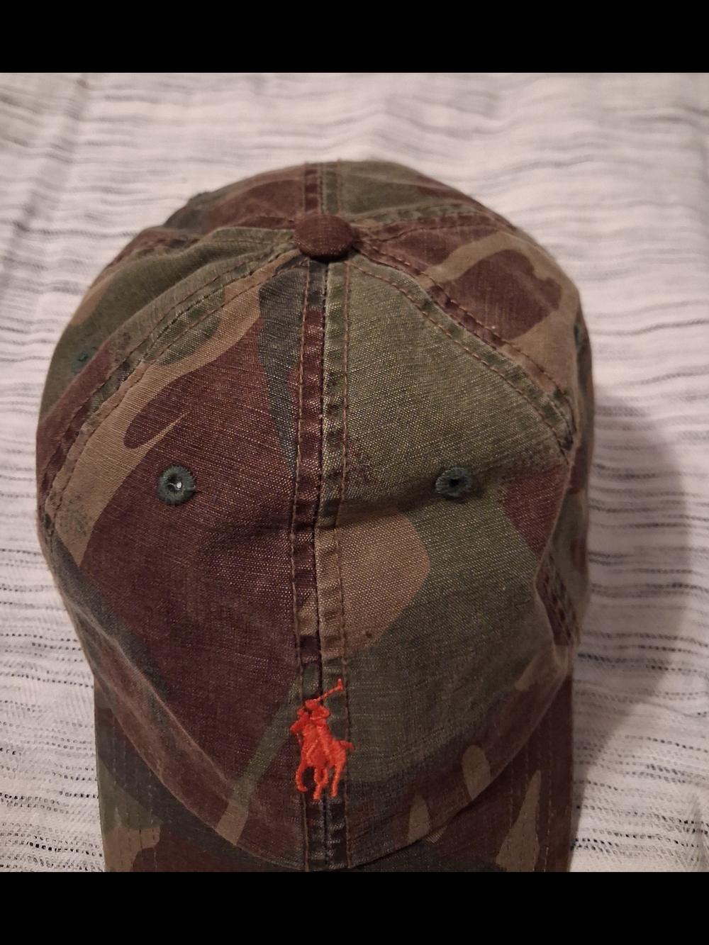 Polo by Ralph Lauren  Baseball Cap Camo Green/Brown with Orange Logo - Picture 6 of 9